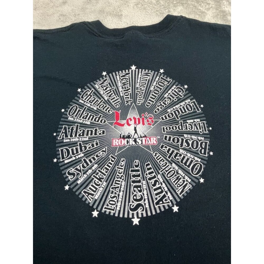 Levi Jeans Rockstar Men Large Black Crew Neck Shirt Tour Nashville New York